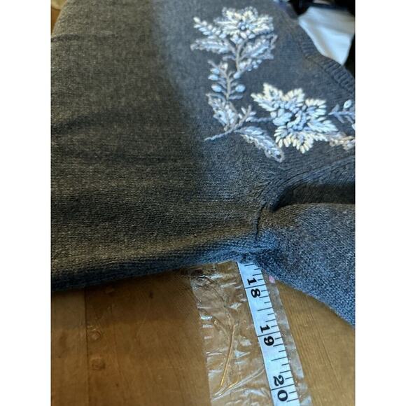 LOFT Floral Embroidered Crew Neck Sweater Women Sz s Dark Cottagecore Grannycore - Picture 6 of 10